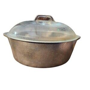 Vintage Hammercraft Hammered Club Aluminum Oval Roaster Pan with Club Glass Lid